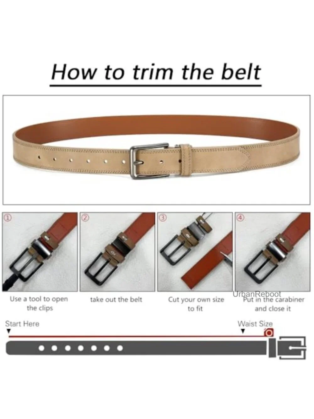 Men's Genuine Cowhide Leather Dress Belt 1 3/8